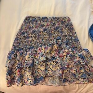 Elliatt Asymmetrical Floral Skirt - Blue and Pink